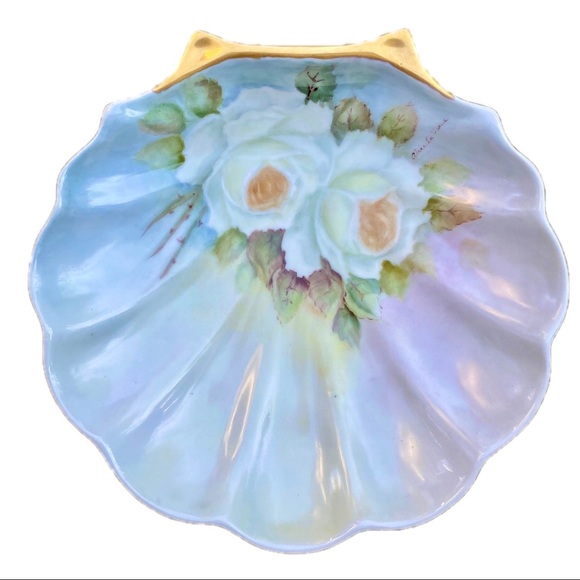 Other - Antique Signed Hand Painted Porcelain Shell Dish